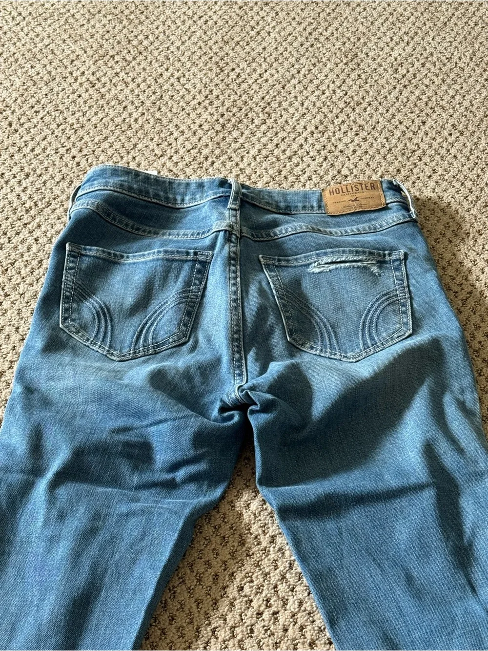 Hollister Blue Embroidered Ripped Skinny Jeans